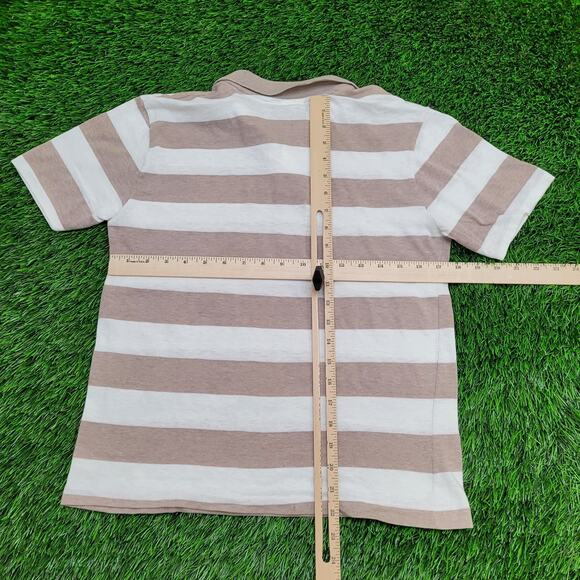 Vintage 70s California Styles Stripes Polo Shirt XS/S Purpleish Brown White USA - Picture 9 of 13